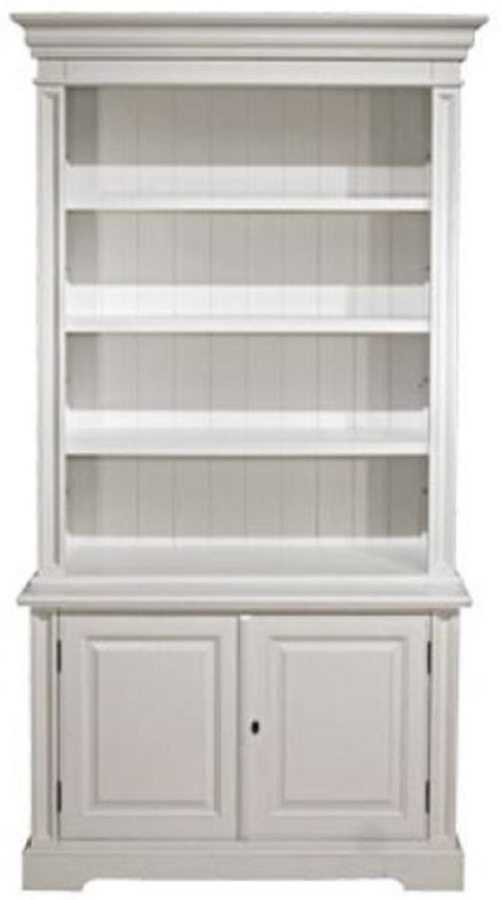 Casa Padrino Landhausstil Bücherschrank Weiß 118 x 53 x H. 223 cm - Wohnzimmerschrank mit 2 Türen - Möbel im Landhausstil Bild 1