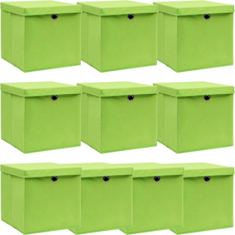Aufbewahrungsboxen mit Deckel 10 Stk. Grün 32×32×32 cm Stoff Bild 1