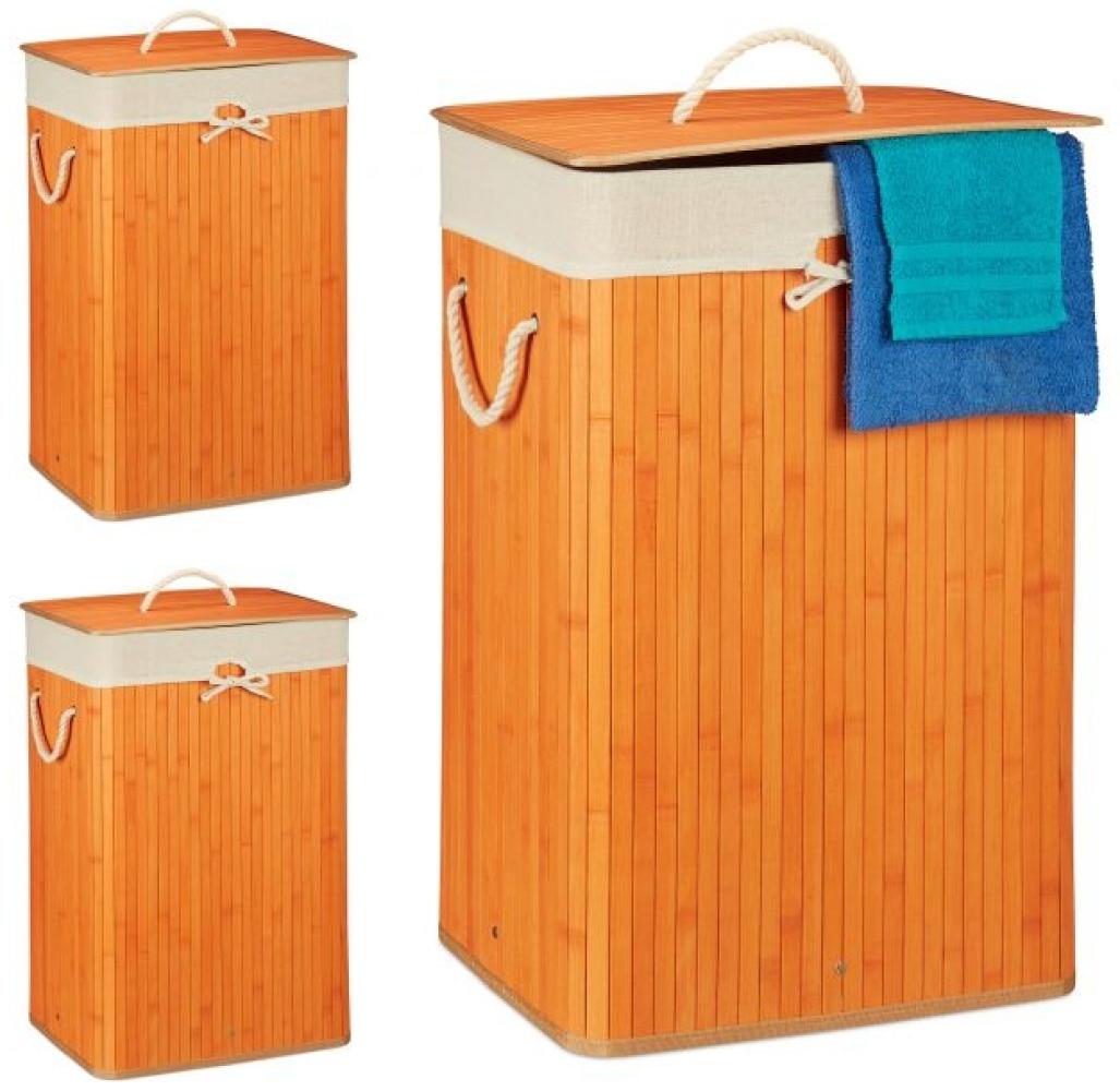 3 x Wäschekorb Bambus eckig orange 10041873 Bild 1