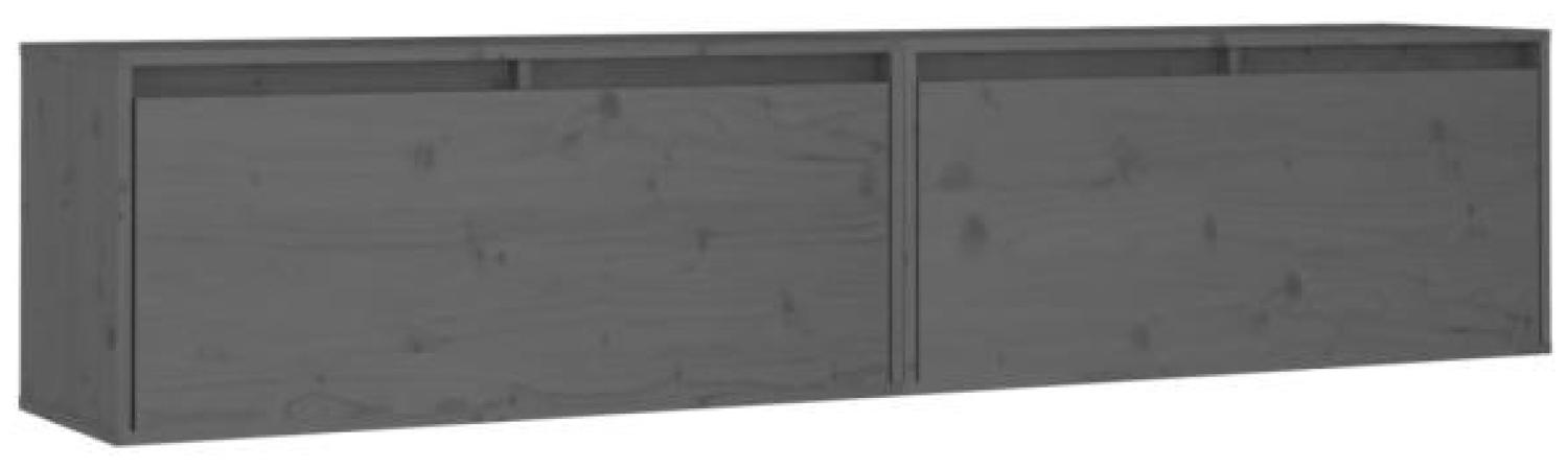 Wandschränke 2 Stk. Grau 80x30x35 cm Massivholz Kiefer Bild 1
