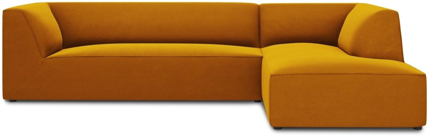 Micadoni 4-Sitzer Samtstoff Modular Ecke rechts Sofa Ruby | Bezug Yellow | Beinfarbe Black Plastic Bild 1