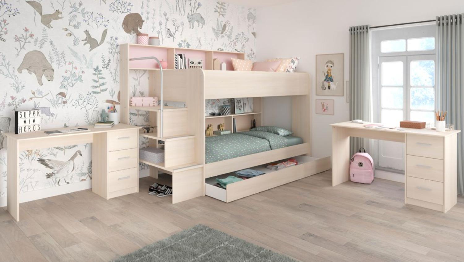 Parisot 'Bibop' 4-tlg. Kinderzimmer-Set mit Bettschubkasten und 2 Schreibtischen Bild 1