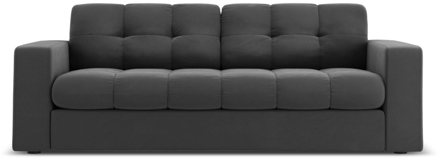 Micadoni 2-Sitzer Samtstoff Sofa Justin | Bezug Grey | Beinfarbe Black Plastic Bild 1