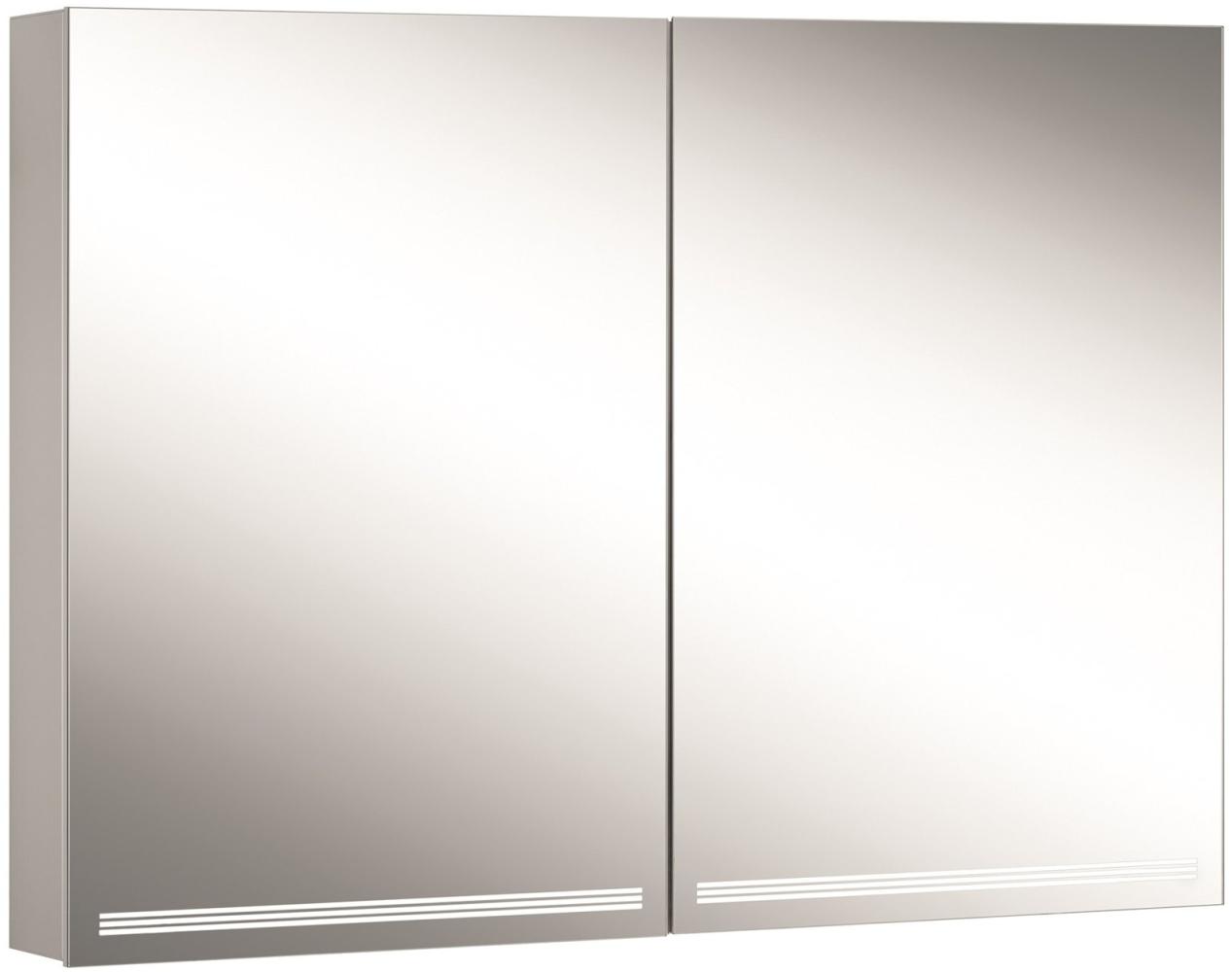 Schneider GRACELINE LED Lichtspiegelschrank, 2 Doppelspiegeltüren, 100x70x12cm, 116. 500, Ausführung: CH-Norm/Korpus silber eloxiert - 116. 500. 01. 50 Bild 1