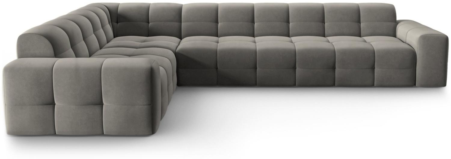 Micadoni 6-Sitzer Samtstoff Ecke links Sofa Kendal | Bezug Dark Grey | Beinfarbe Black Beech Wood Bild 1