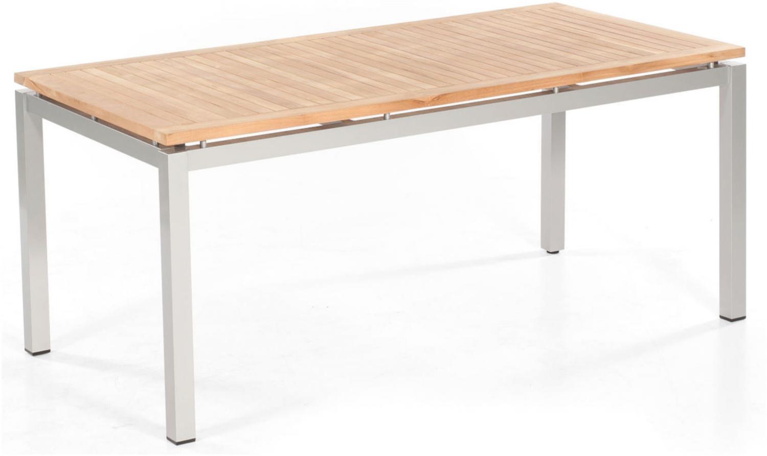 Sonnenpartner Gartentisch Base 160x90 cm Aluminium silber Tischsystem Tischplatte Compact HPL Shiplap-Pinie 80051001 Bild 1