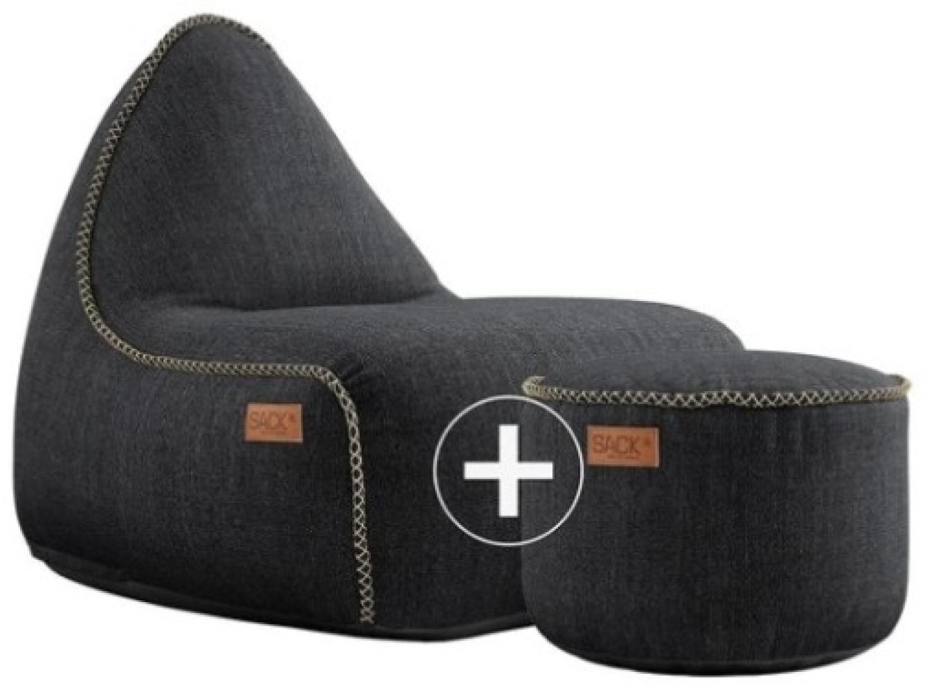 RETROit Cobana Outdoor Sitzsack Loungsessel mit Hocker – Sparset schwarz Bild 1