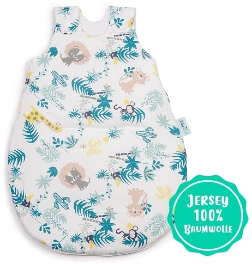 pic Bear Premium Babyschlafsack aus Jersey-Baumwolle – Atmungsaktiv, Mitwachsend und für Ganzjahres-Nutzung mit verstellbaren Größen 62/68 Jungle Bild 1
