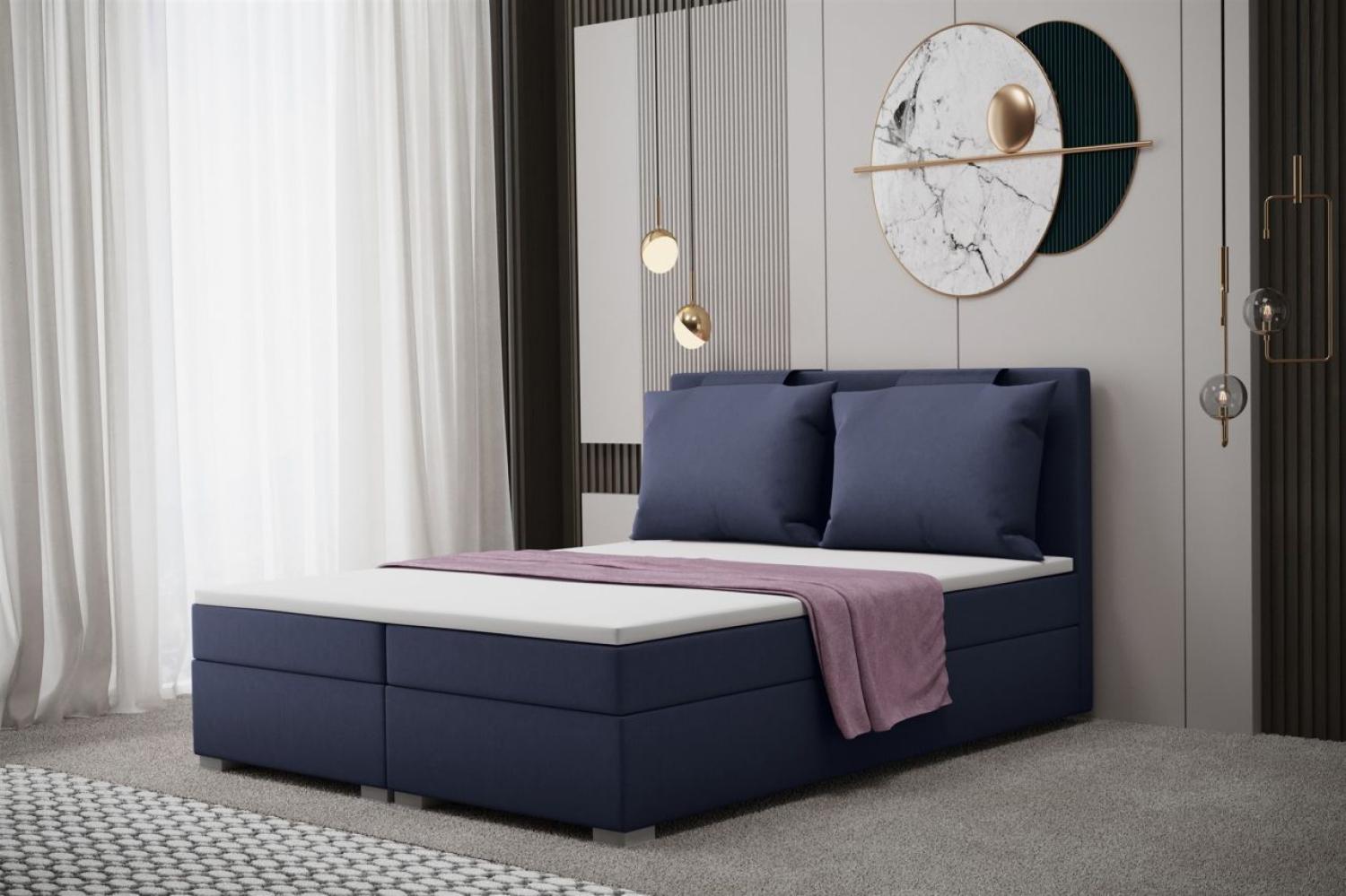 Boxspringbett Schlafzimmerbett MATRO 120x200cm in Stoff Soro Blau Bild 1