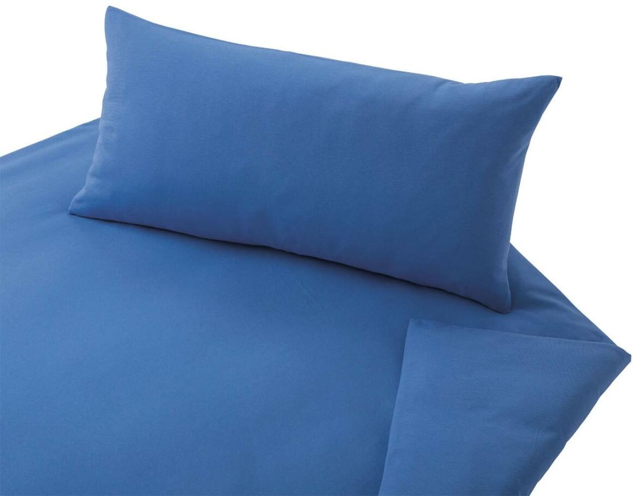 Cotonea Bio-Jersey-Bettwäsche uni Größe 135x200+40x80 cm Kissenbezug i 106 Blau Bild 1