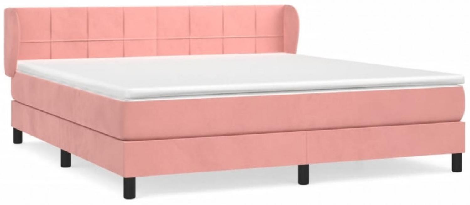 vidaXL Boxspringbett mit Matratze Rosa 180x200 cm Samt Bild 1