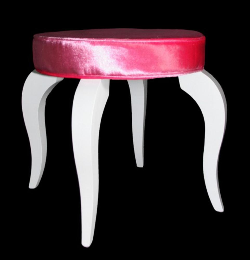 Casa Padrino Barock Sitzhocker Rosa / Weiß - Designer Rundhocker - Luxus Qualität Bild 1