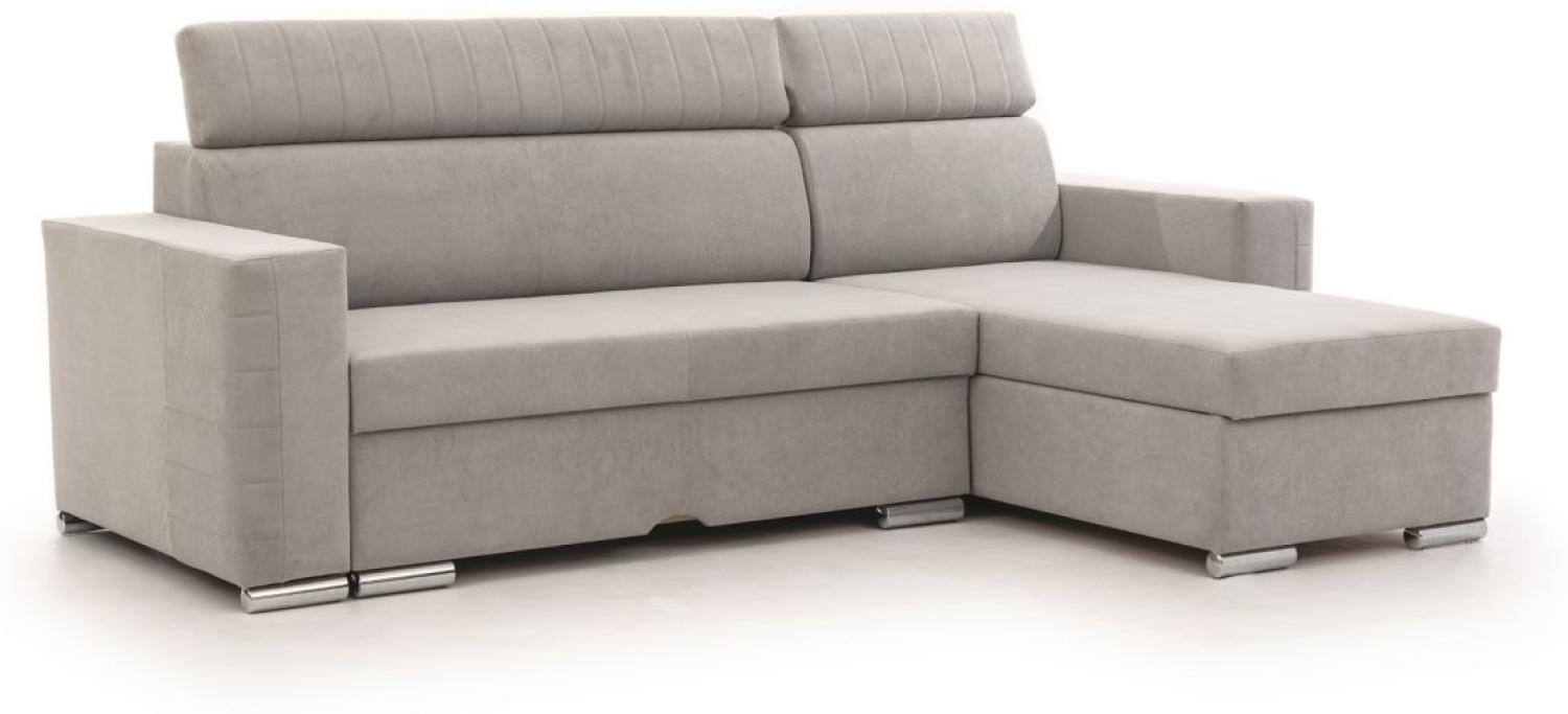 Ecksofa Schlafsofa Sofa CANTON in Stoff Camelia Hellgrau Ottomane Rechts Bild 1