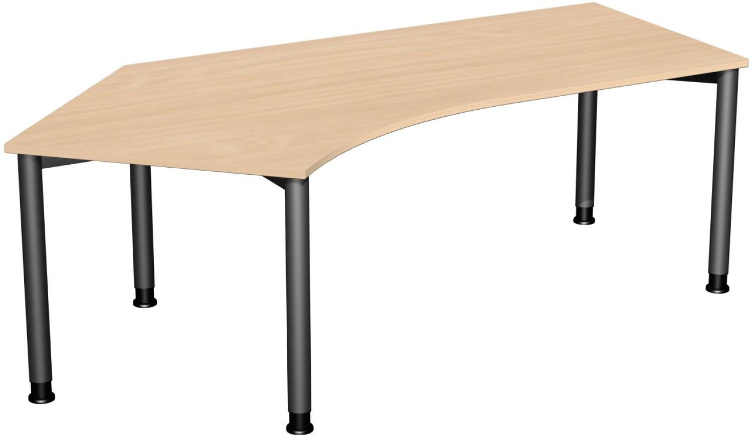 Schreibtisch 135° '4 Fuß Flex' links, höhenverstellbar, 216x113cm, Buche / Anthrazit Bild 1