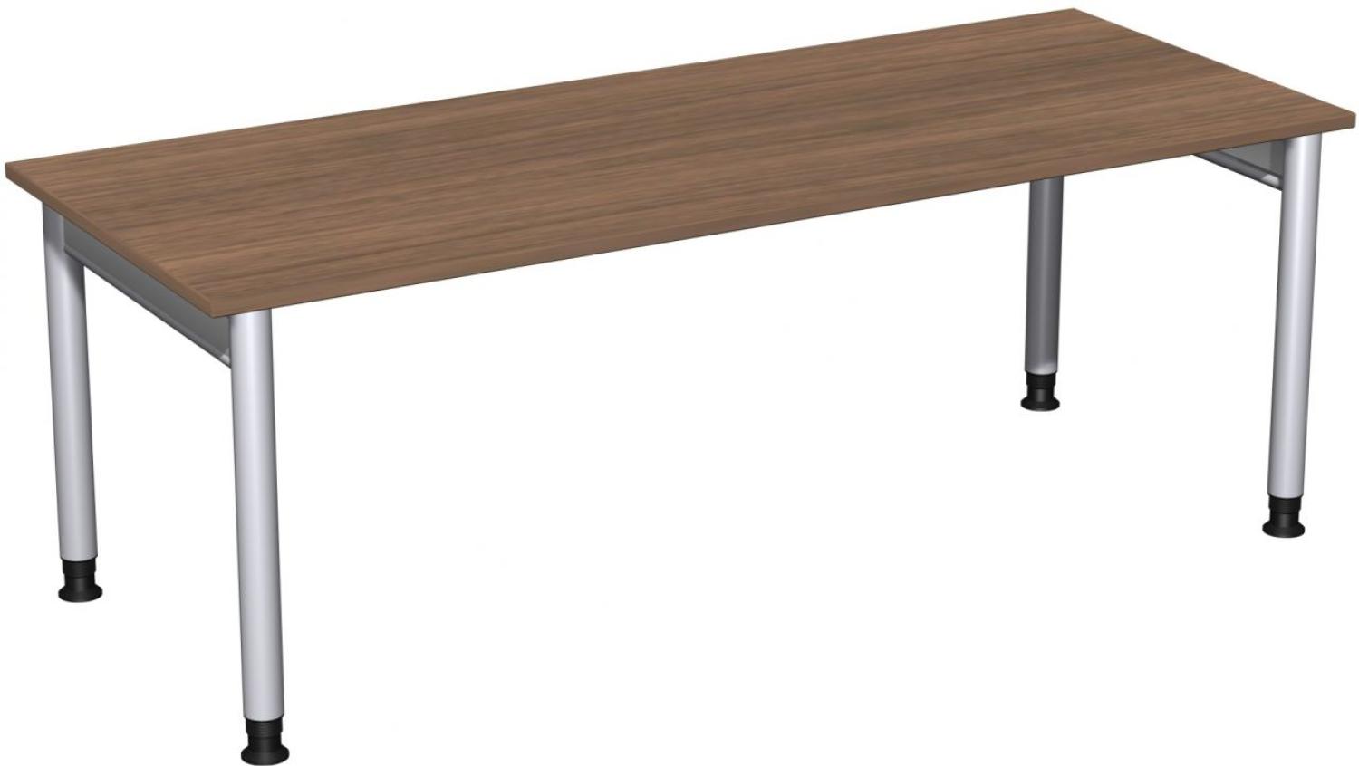 Schreibtisch '4 Fuß Pro' höhenverstellbar, 200x80cm, Nussbaum / Silber Bild 1