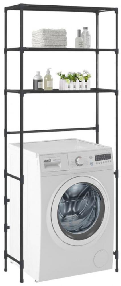 Waschmaschinen-Regal mit 3 Ablagen Schwarz 69x28x169 cm Bild 1