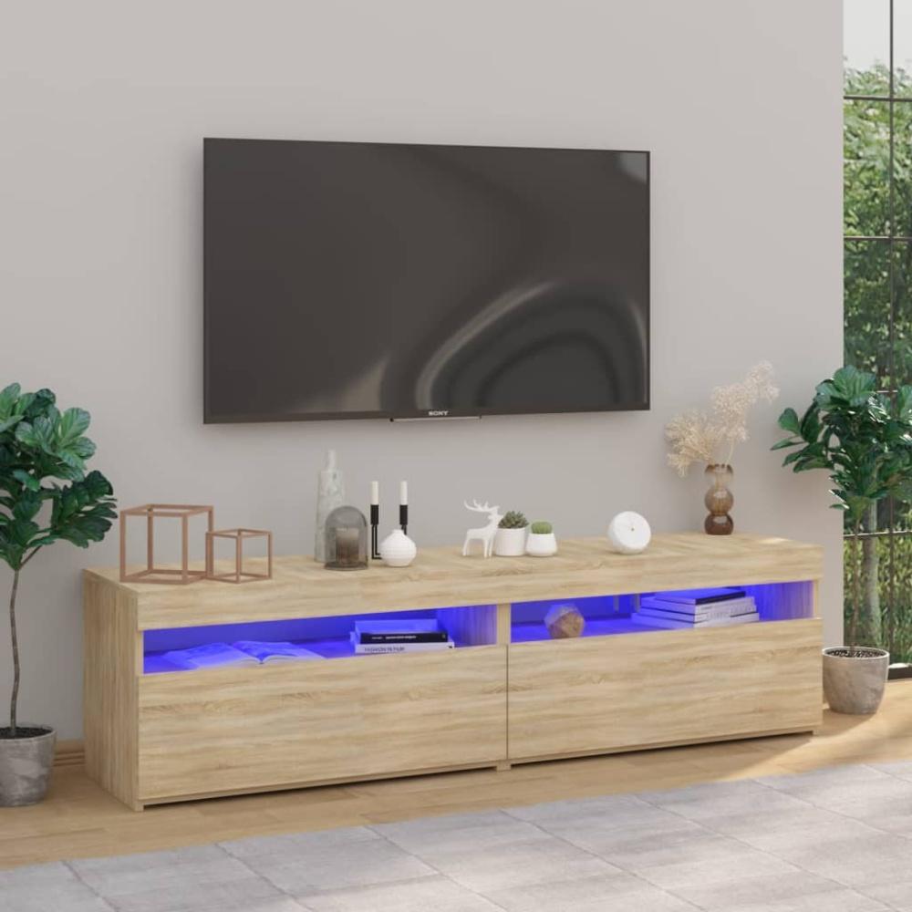 vidaXL TV-Schränke 2 Stk. mit LED-Leuchten Sonoma-Eiche 75x35x40 cm Bild 1