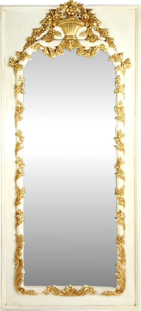 Casa Padrino Barock Wandspiegel Creme / Gold Antik Stil 85 x H. 190 cm - Prunkvoller Barock Spiegel mit wunderschönen Verzierungen Bild 1