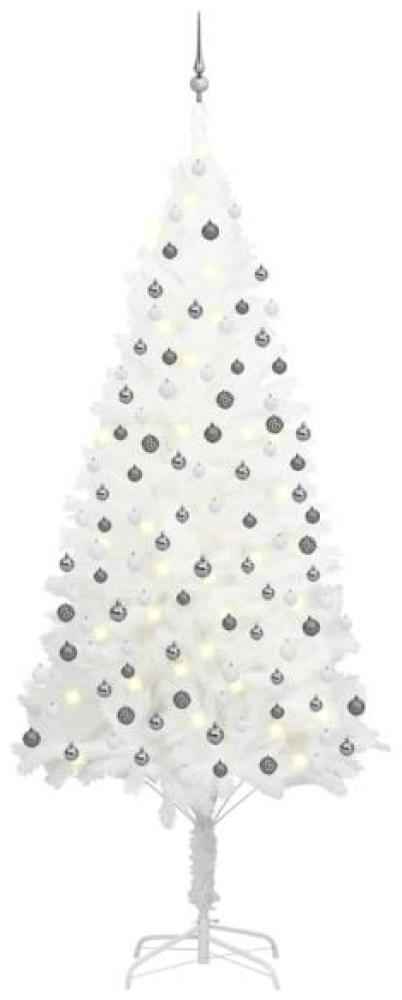 vidaXL Künstlicher Weihnachtsbaum mit LEDs & Kugeln Weiß 240 cm, Mit Beleuchtung [3077722] Bild 1