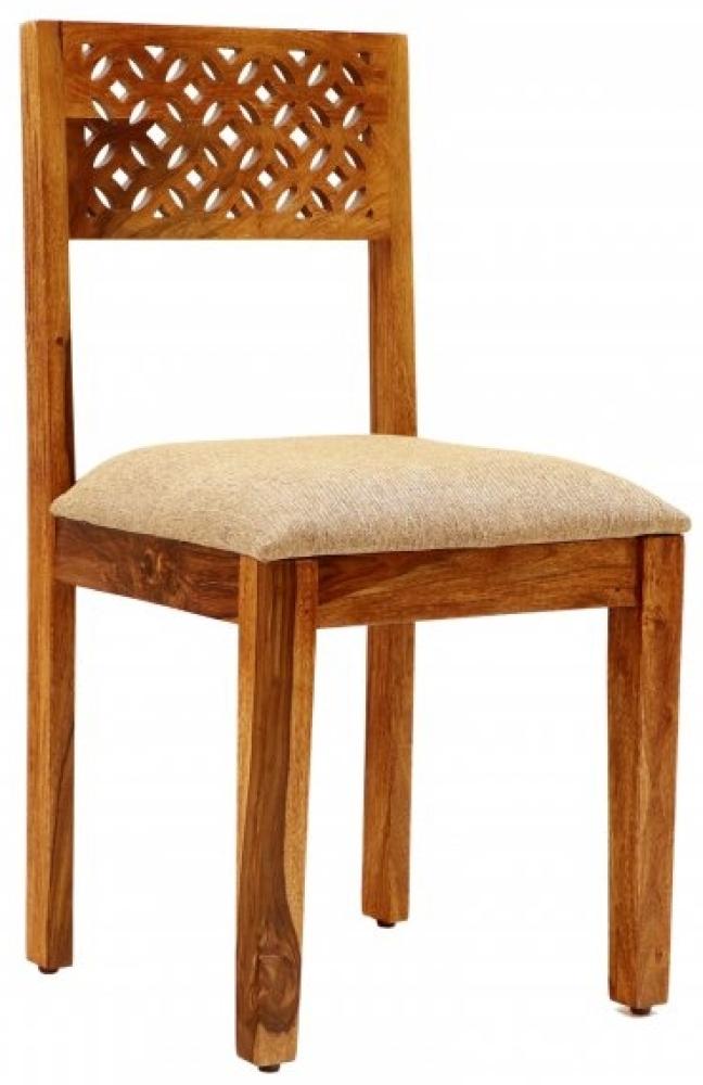 Stuhl Mira mit gepolsterter Sitzfläche aus indischem Sheesham-Massivholz Bild 1