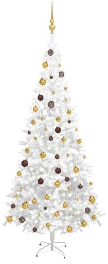 vidaXL Künstlicher Weihnachtsbaum mit LEDs & Schmuck L 240 cm Weiß Bild 1