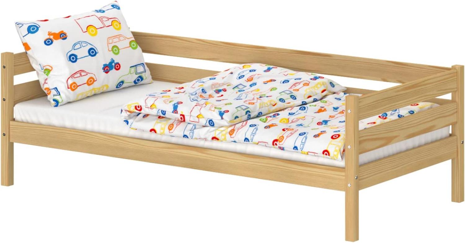 WNM Group Kinderbett für Mädchen und Jungen Kaira - Jugenbett aus Massivholz - Hohe Qualität Bett 160x80 cm - Natürliche Kiefer Bild 1