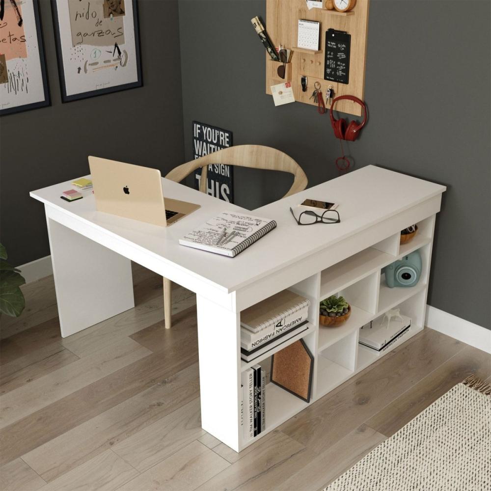 Designer Schreibtisch Tiro Weiß Bild 1
