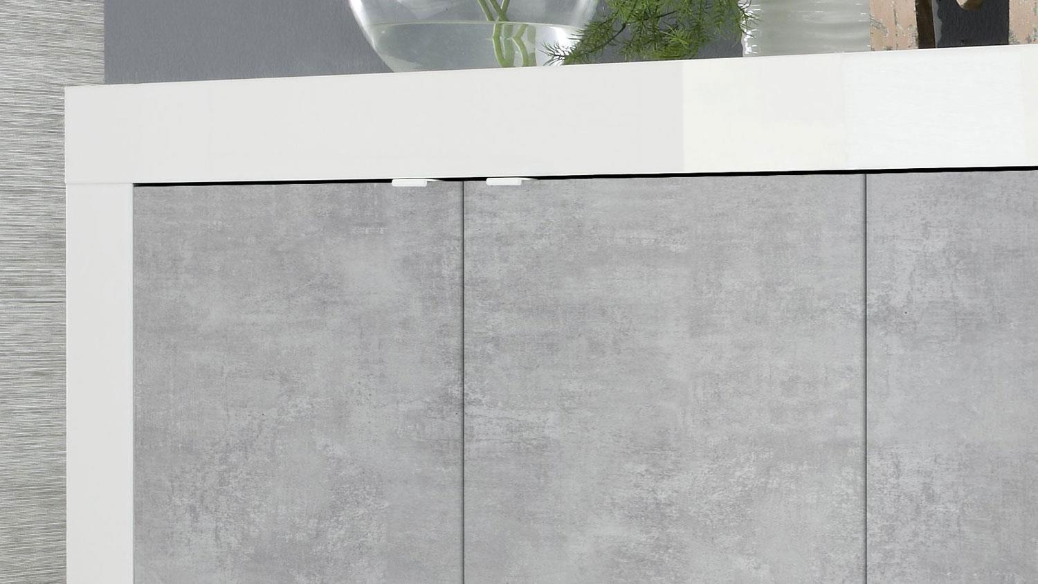 Sideboard 'BASIC', weiß Hochglanz lack Beton, 207 cm Bild 1
