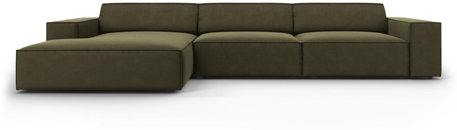 Micadoni 4-Sitzer Samtstoff Ecke links Sofa Jodie | Bezug Green | Beinfarbe Black Plastic Bild 1