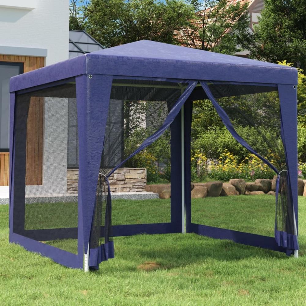 vidaXL Partyzelt mit 4 Mesh-Seitenwänden Blau 2,5x2,5 m HDPE 319222 Bild 1