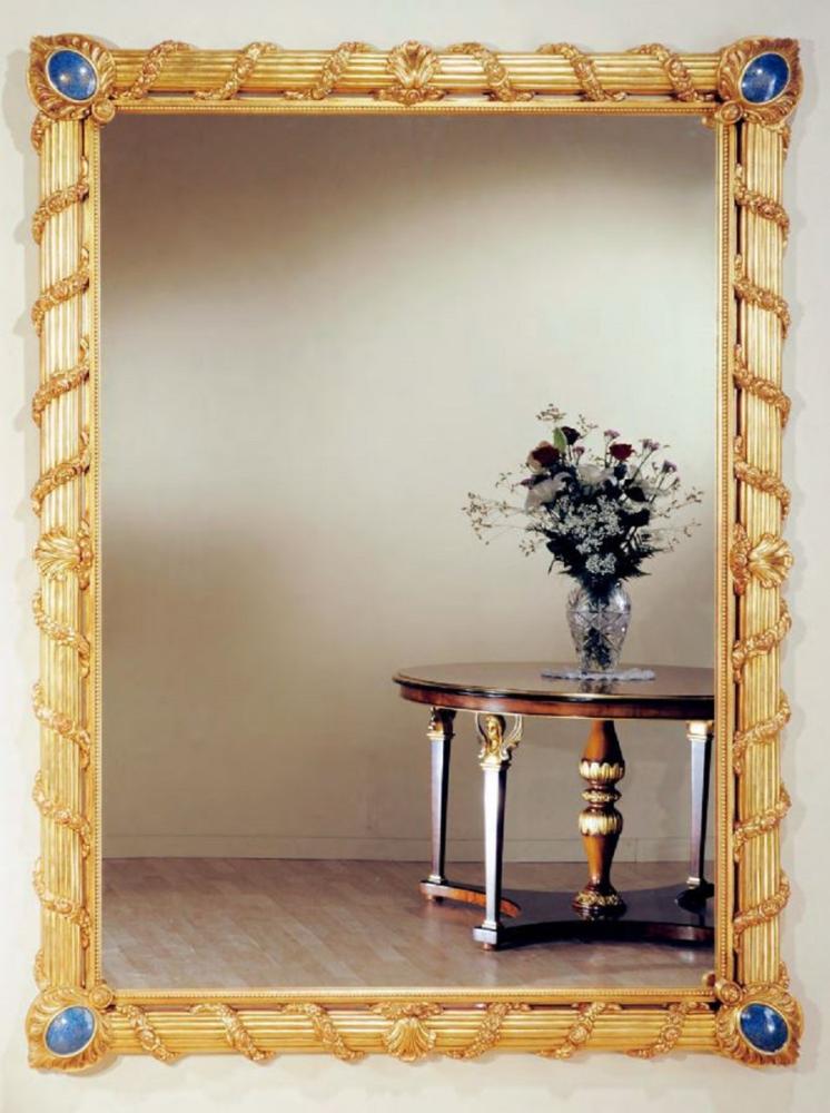 Casa Padrino Luxus Barock Spiegel Gold / Blau - Prunkvoller Massivholz Wandspiegel im Barockstil - Barock Möbel - Luxus Qualität - Made in Italy Bild 1