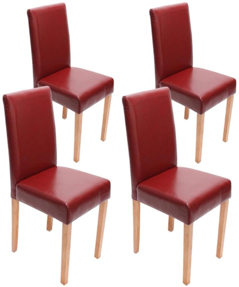 4er-Set Esszimmerstuhl Stuhl Küchenstuhl Littau ~ Leder, rot helle Beine Bild 1