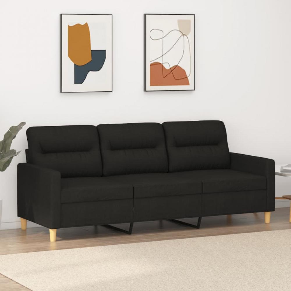 3-Sitzer-Sofa Schwarz 180 cm Stoff (Farbe: Schwarz) Bild 1