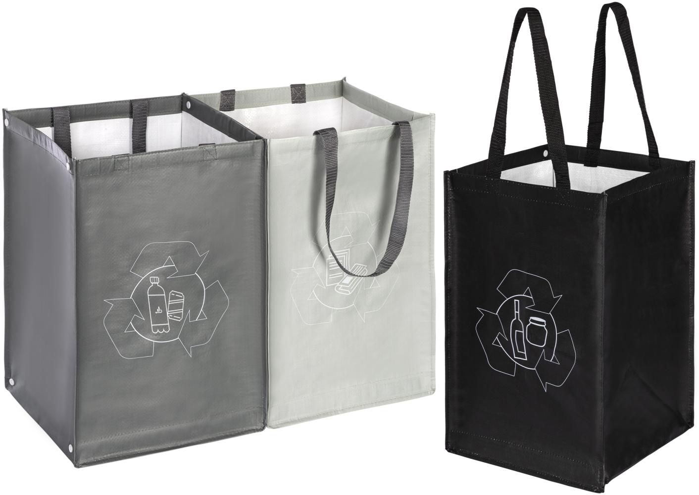 ONVAYA® Mülltrennsystem 3fach | Abfalltrennsystem aus Taschen | Einzelne Taschen für Papier, Plastik und Glas jeweils 44L | Einfach zu tragen und abzuwischen | Mülltrennsystem für die Küche Bild 1
