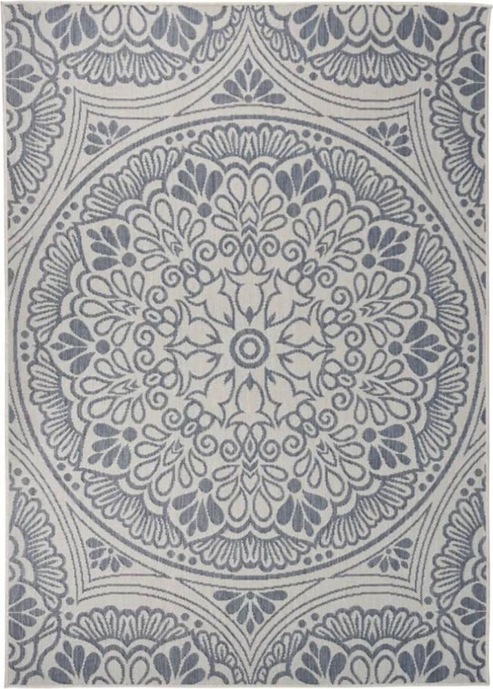 vidaXL Outdoor-Teppich Flachgewebe 120x170 cm Blaues Muster Bild 1