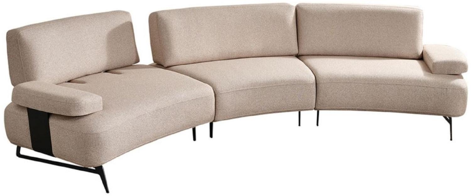 Casa Padrino Luxus Sofa mit verstellbaren Rückenlehnen Beige / Schwarz 350 cm Bild 1