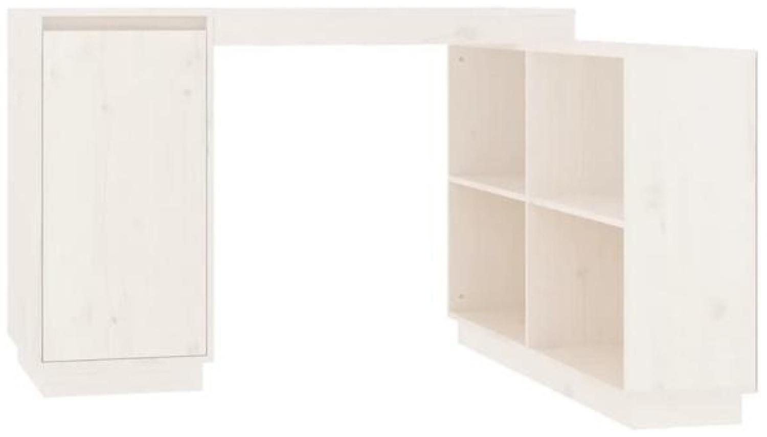 Schreibtisch Weiß 110x50x75 cm Massivholz Kiefer Bild 1
