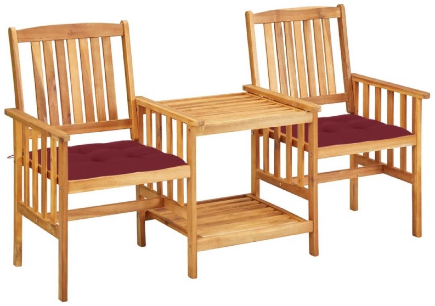 Gartenstühle mit Teetisch und Kissen Akazie Massivholz Bild 1