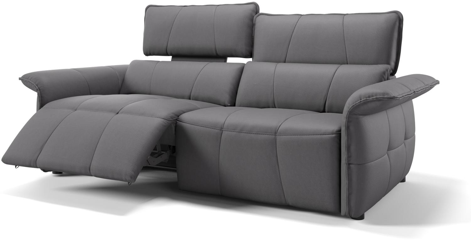 Sofanella Dreisitzer ADRIA Ledercouch Echtleder Sofa in Grau Bild 1