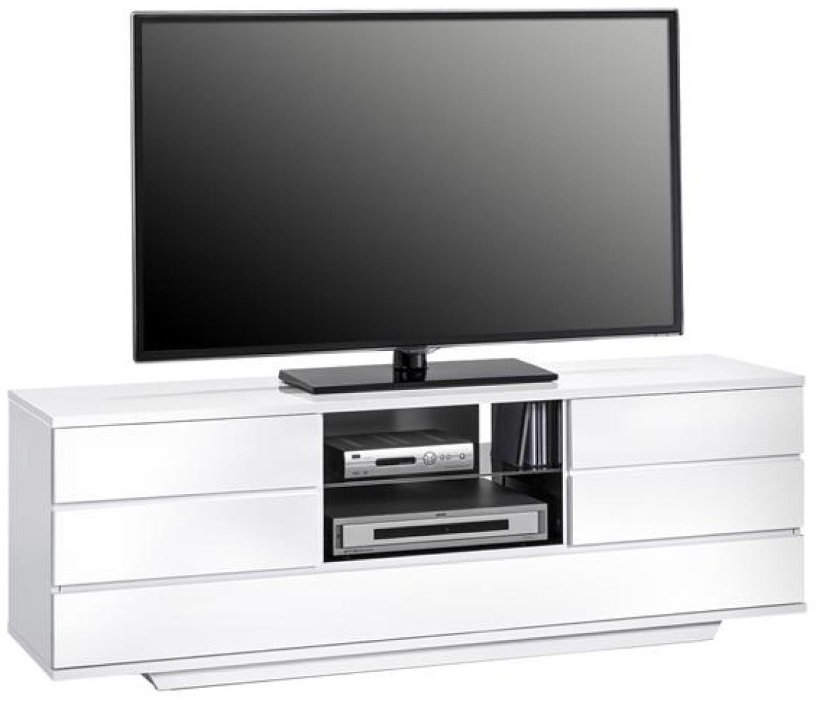 TV Board Hestia, 1500 x 503 x 400 mm, weiß Hochglanz - schwarz Hochglanz Bild 1