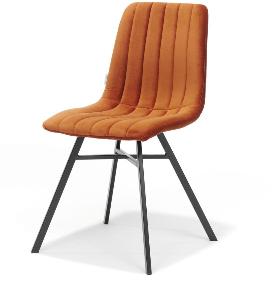 Dex Stuhl mit Stoff Velours Rost und Fußgestell Metall Schwarz Bild 1