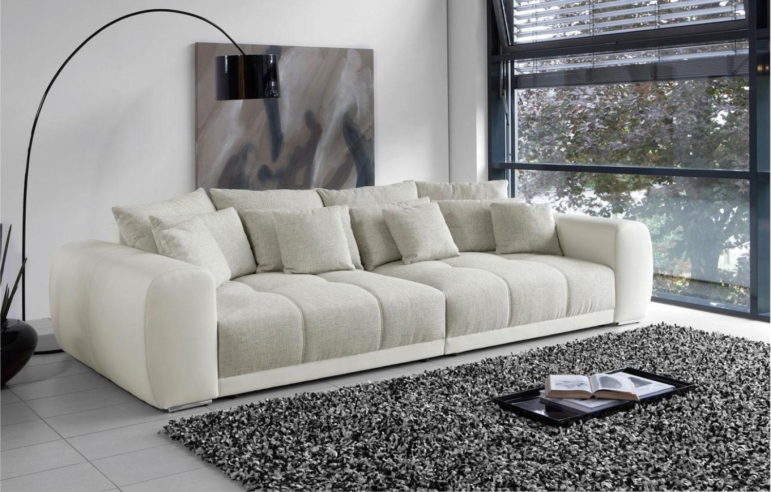 Big Sofa MOLDAU XXL Megasofa weiß und beige mit Kissen Bild 1