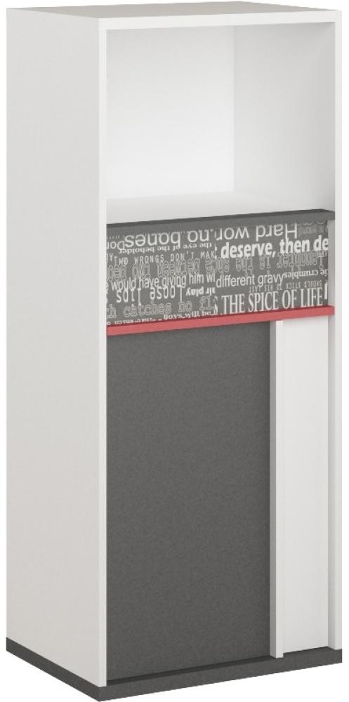 Highboard "Philosophy" Kommode 55cm weiß graphit rot mit Schrift Print Bild 1