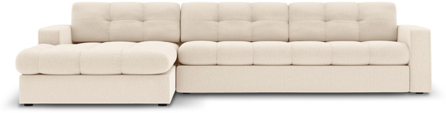 Micadoni 4-Sitzer Ecke links Sofa Justin | Bezug Light Beige | Beinfarbe Black Plastic Bild 1