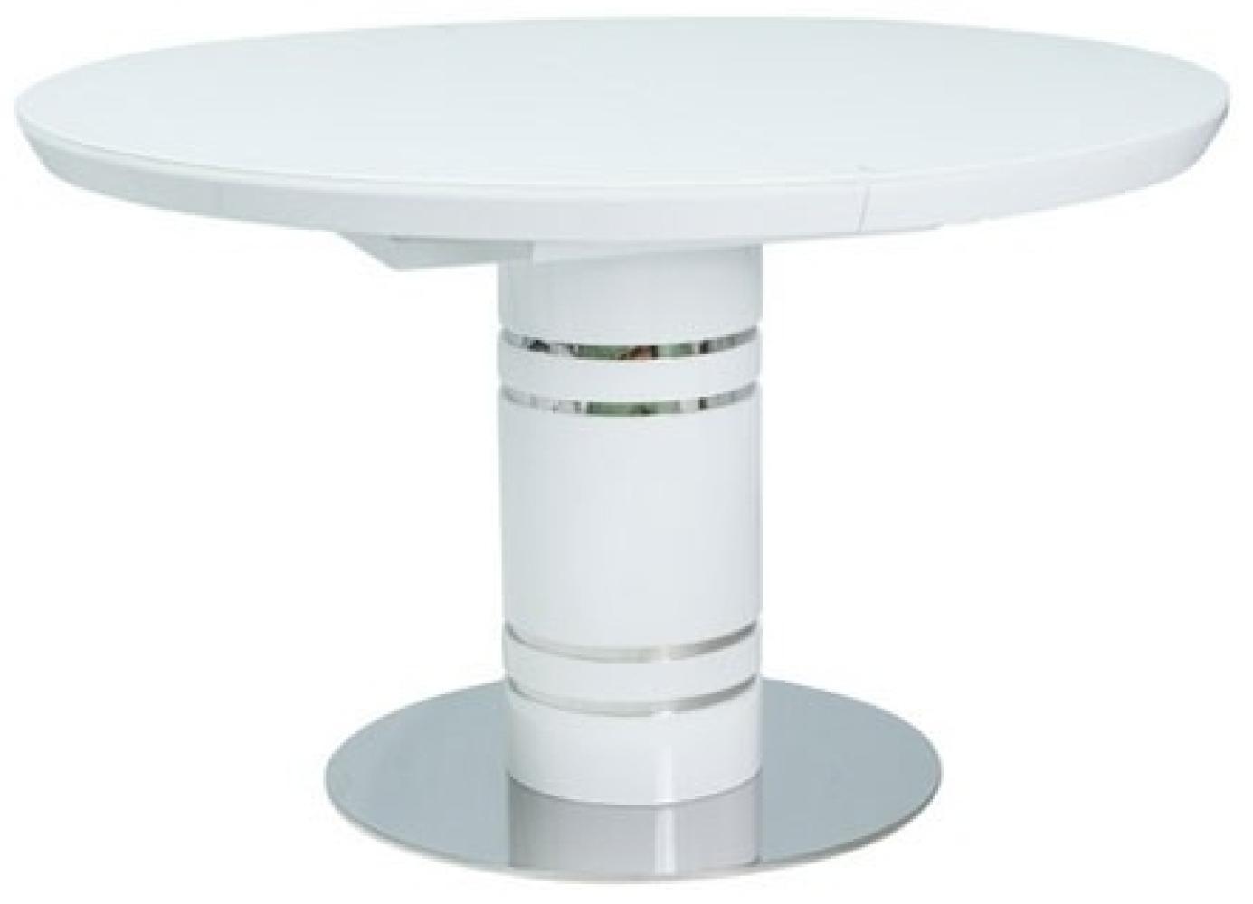 Esstisch Säulentisch Stratos 120-160x120x76cm weiß lackiert ausziehbar Bild 1