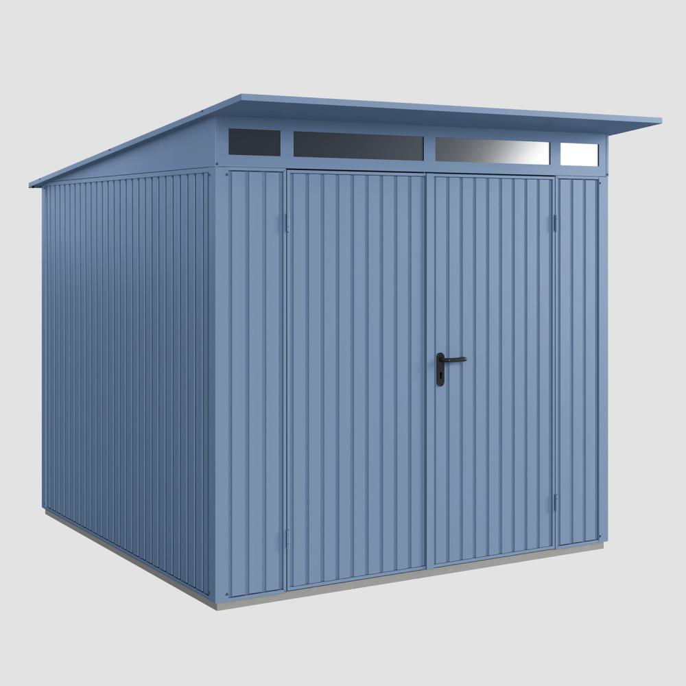 Hörmann Ecostar Aktionsangebot Metall-Gerätehaus Trend mit Pultdach Typ 2, 238 x 238 cm , taubenblau, 5,7 m²,2-flüglige Tür Bild 1