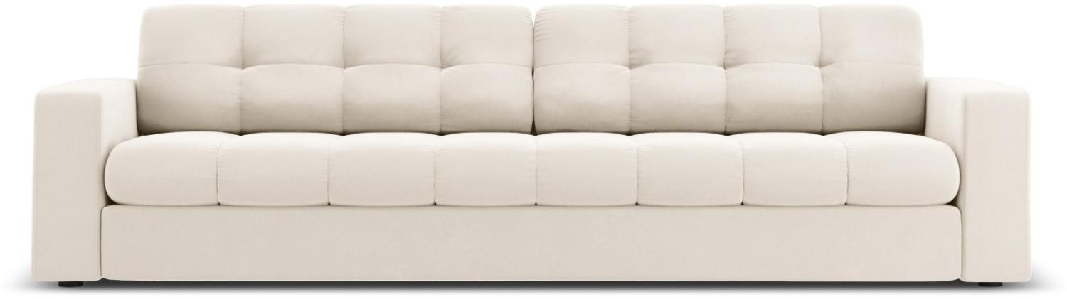 Micadoni 4-Sitzer Samtstoff Sofa Justin | Bezug Light Beige | Beinfarbe Black Plastic Bild 1
