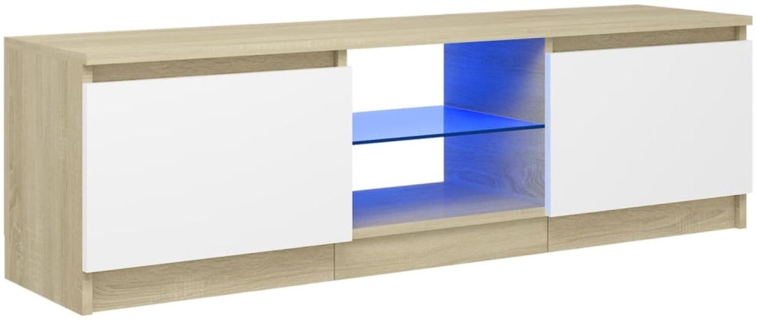 TV-Schrank mit LED-Leuchten Weiß Sonoma-Eiche 120x30x35,5 cm Bild 1