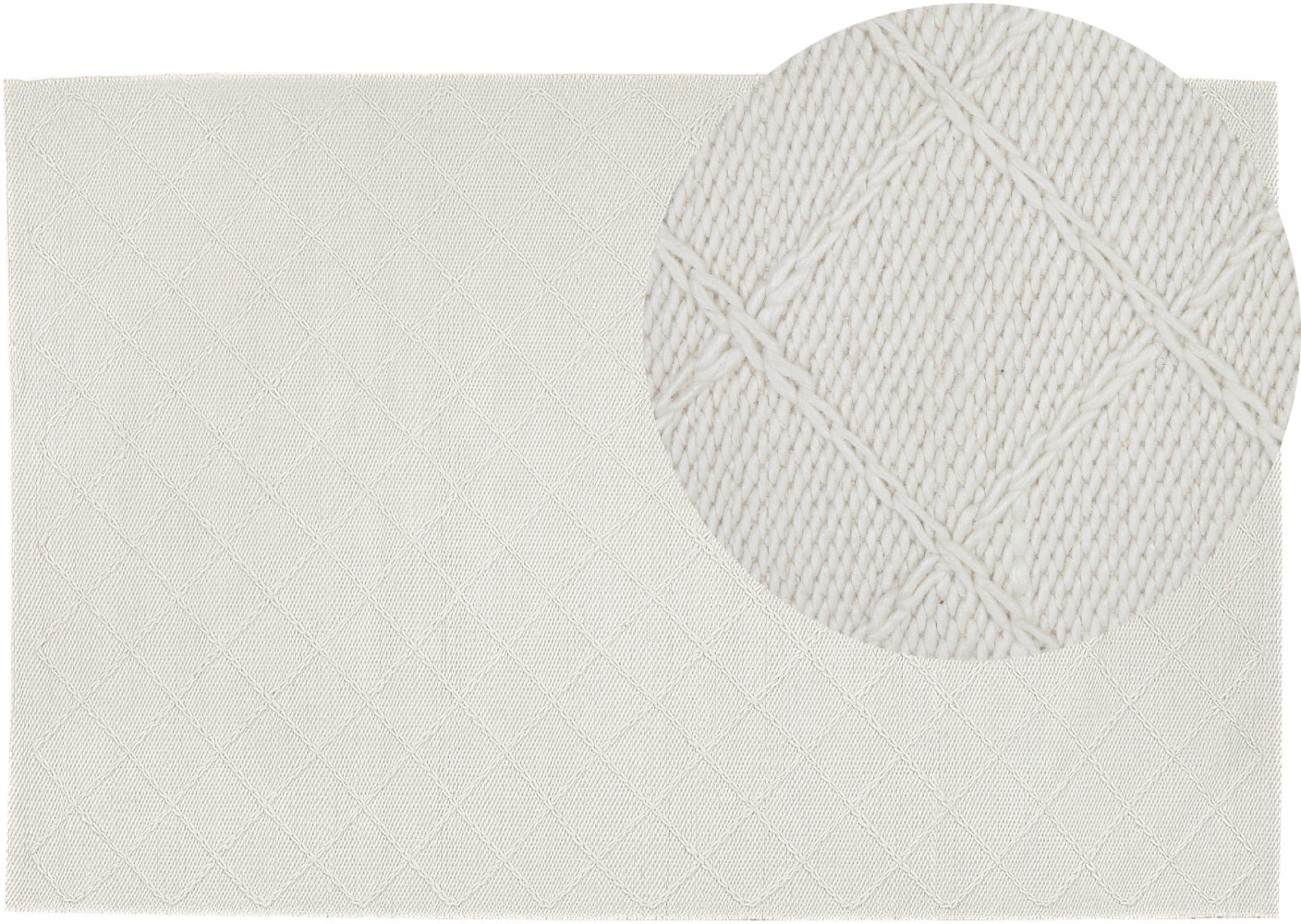 Teppich Wolle cremeweiß 160 x 230 cm Kurzflor ELLEK Bild 1