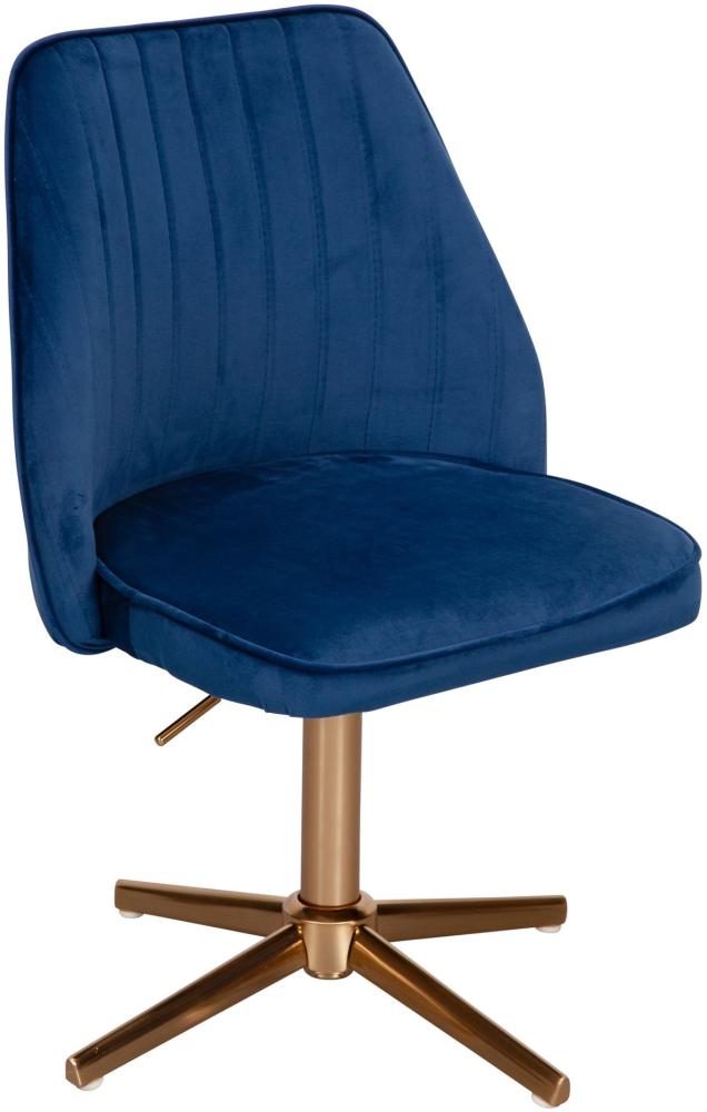 KADIMA DESIGN Samt Drehstuhl TANARO - Bequemer und stilvoller Arbeitsstuhl mit verstellbarer Höhe und Schalenstuhldesign. Farbe: Blau Bild 1
